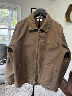 AS Colour Men’s Large Walnut Canvas Work Jacket Zip Front Chore Coat
